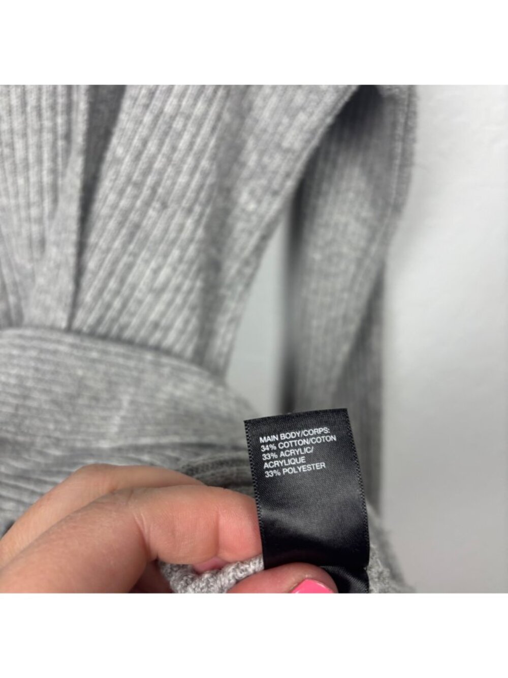 ✨3/$30 Zella M Gray Ribbed Open Front Twist Hem Cardigan Sweater Reversible Athl - Picture 4 of 5